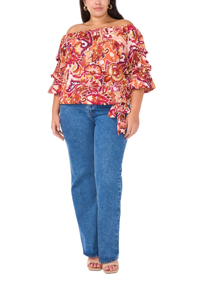 Plus Size Off the Shoulder Puff Sleeve Top