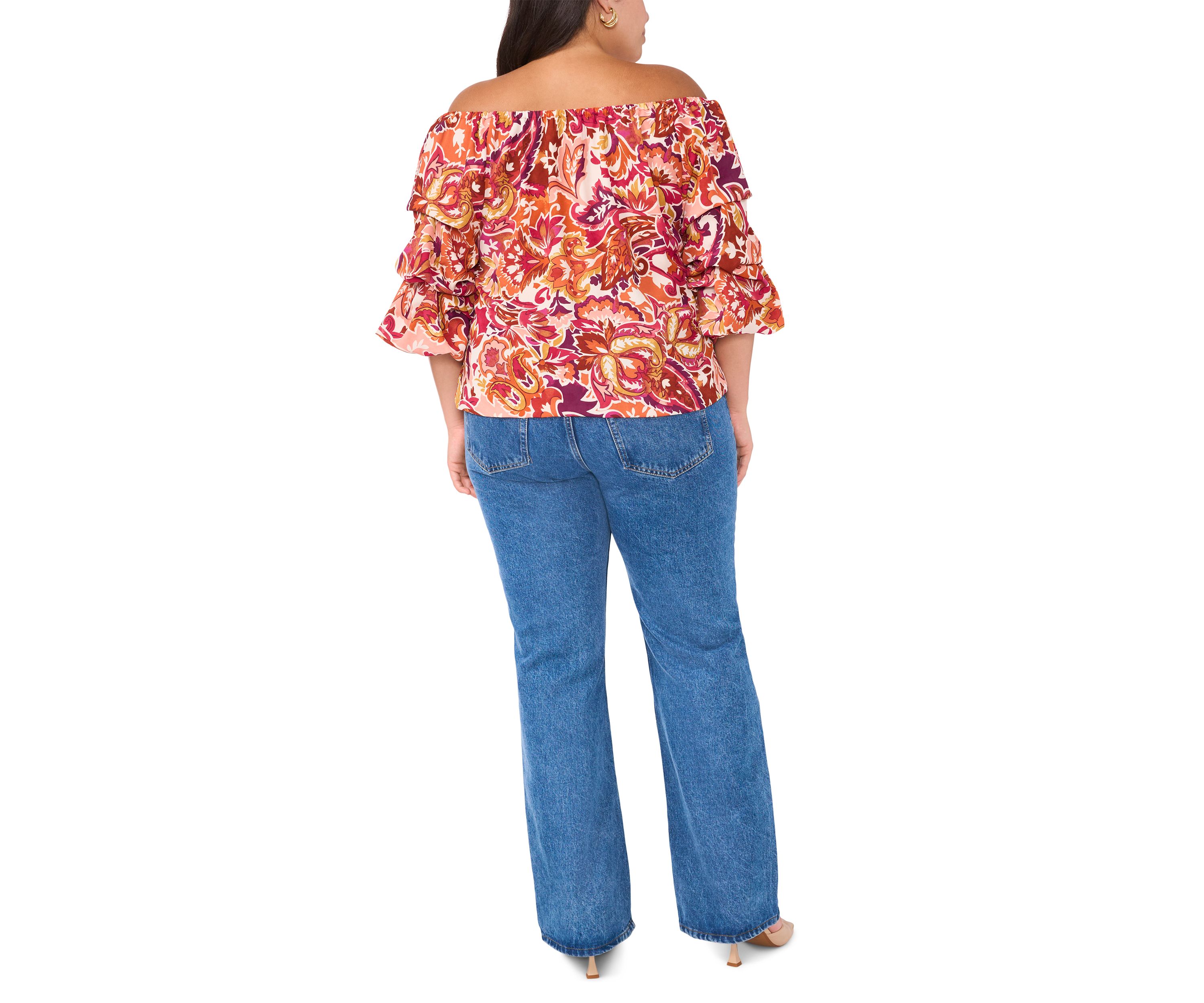 Plus Size Off the Shoulder Puff Sleeve Top