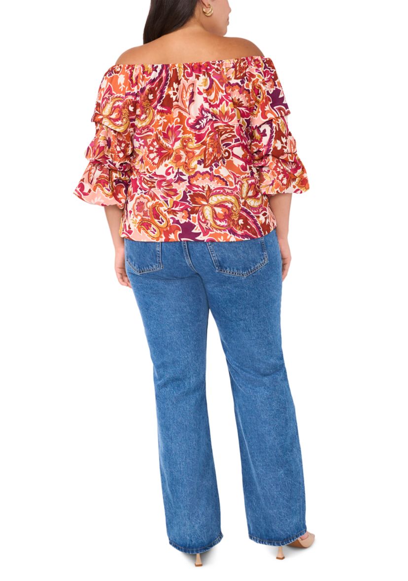 Plus Size Off the Shoulder Puff Sleeve Top