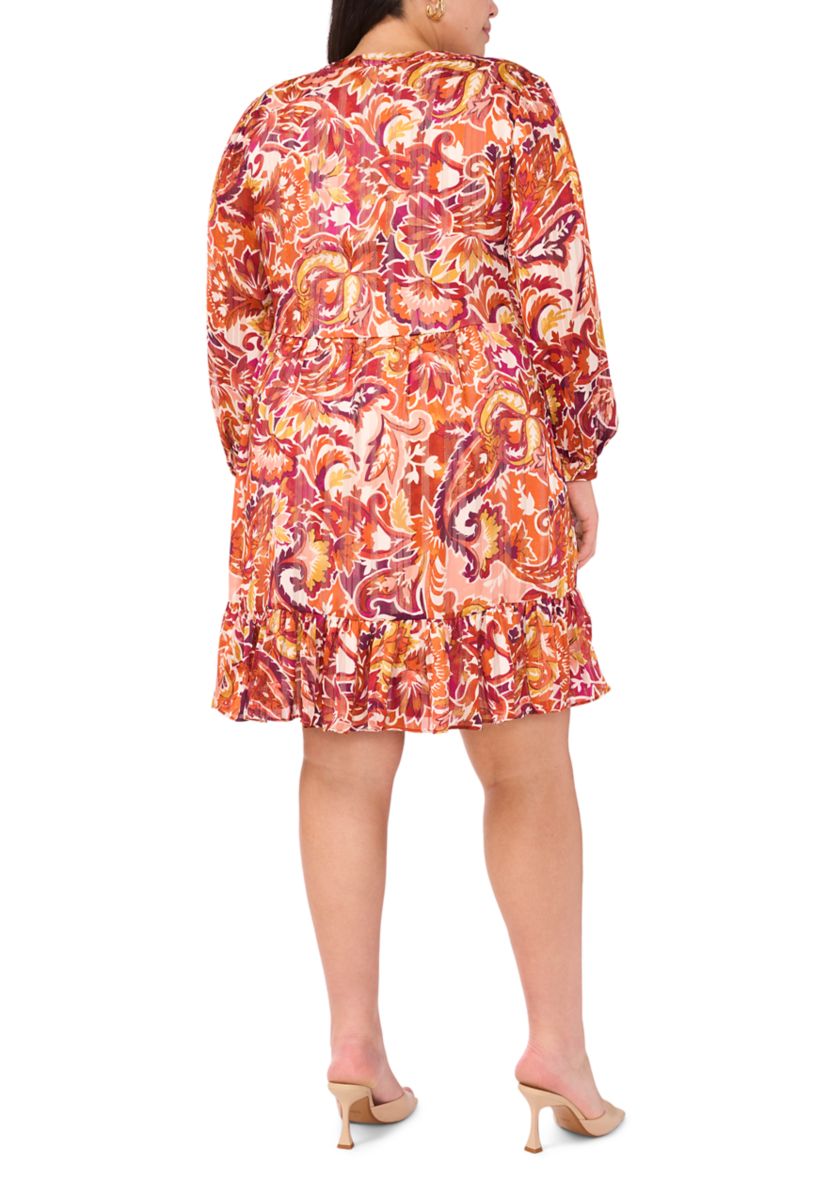 Plus Size Printed Woven Babydoll Dress