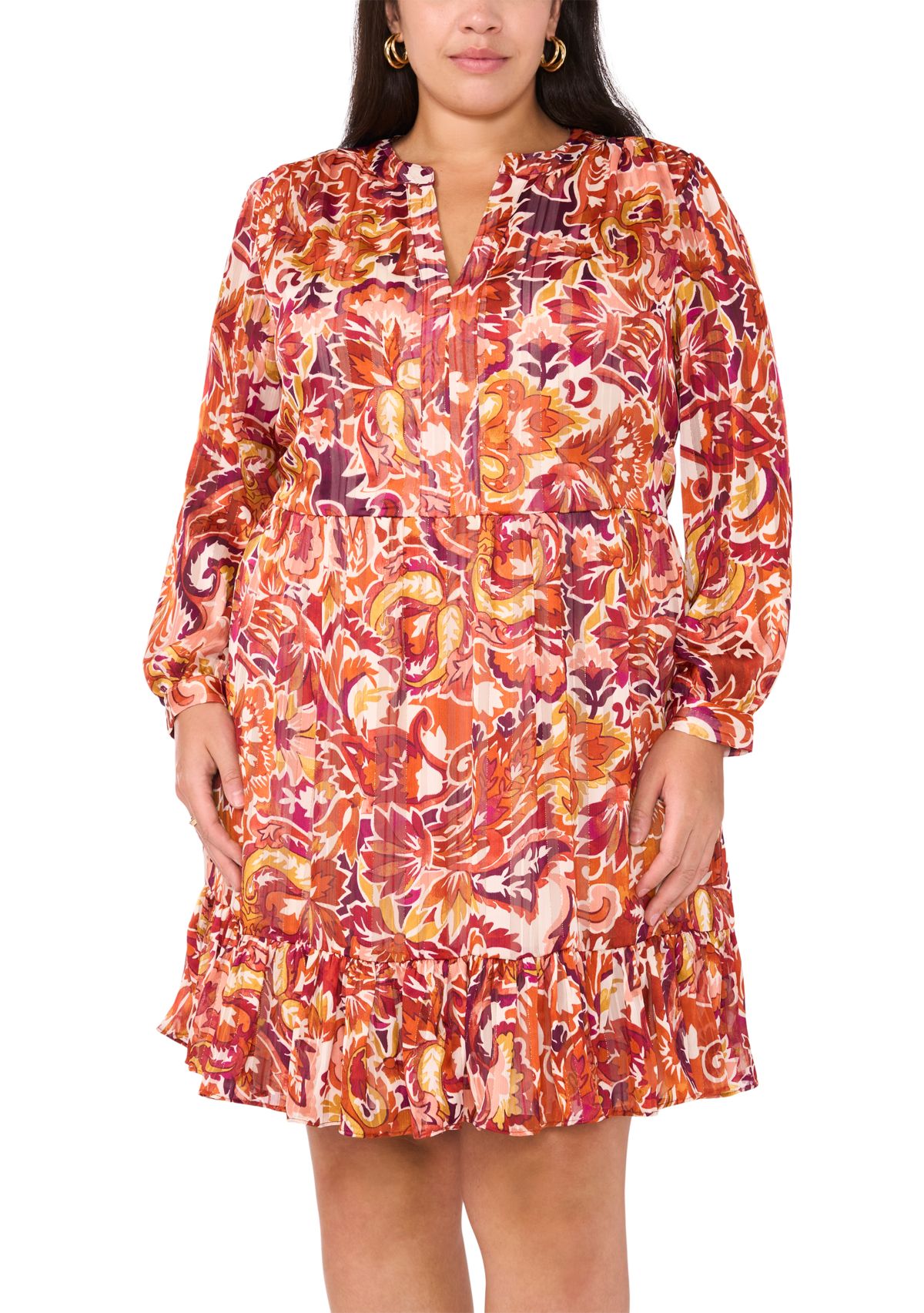 Plus Size Printed Woven Babydoll Dress