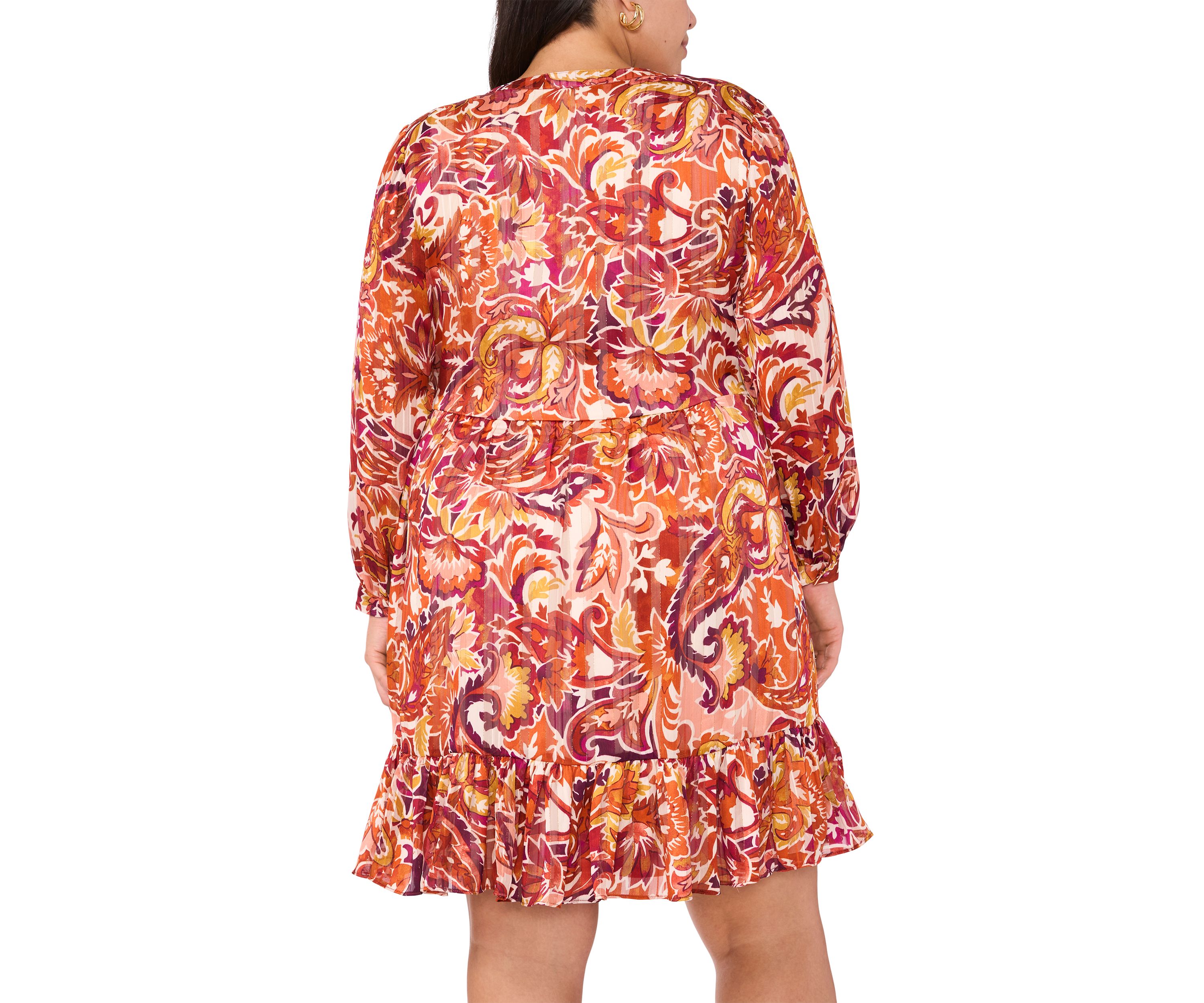 Plus Size Printed Woven Babydoll Dress