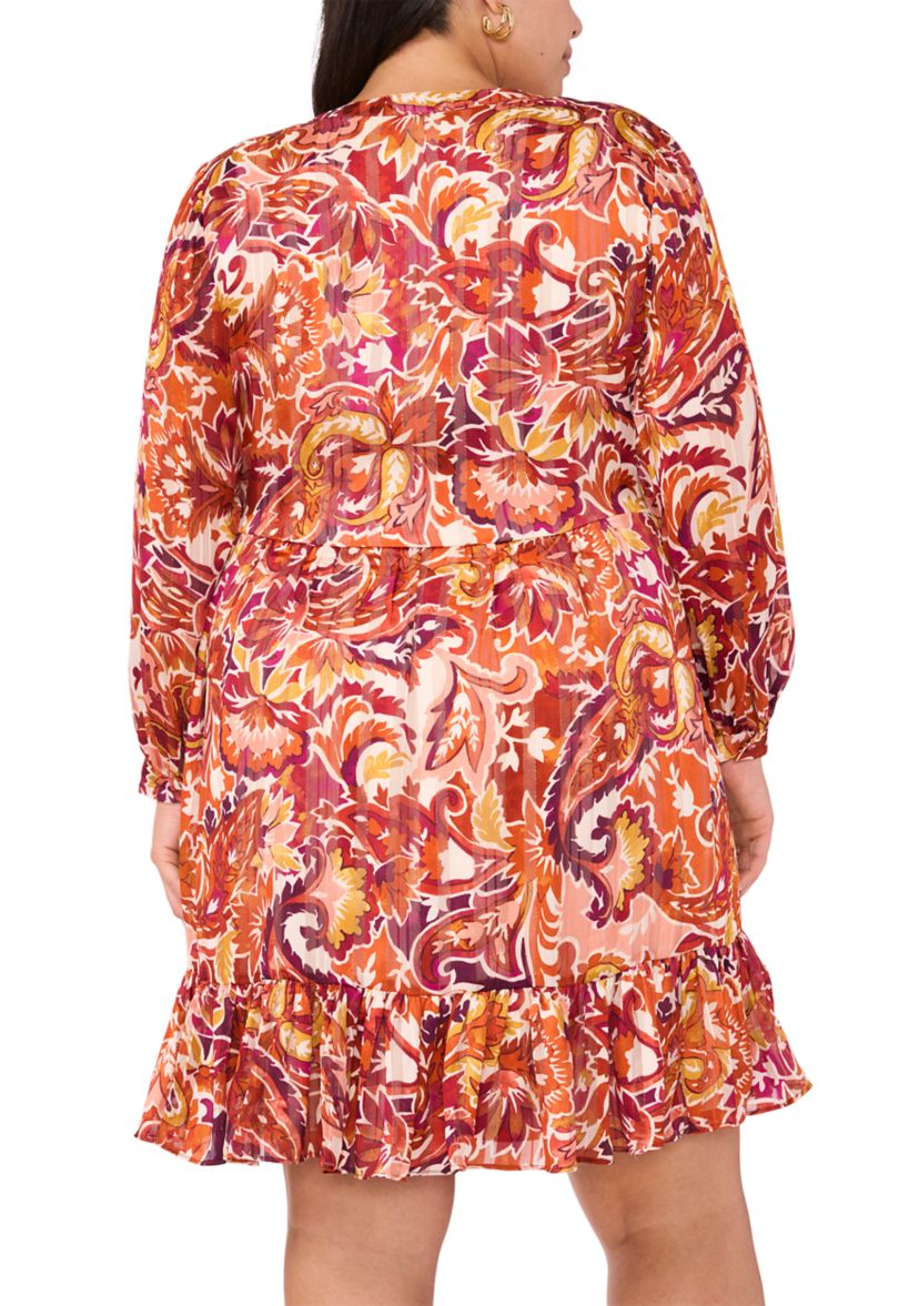 Plus Size Printed Woven Babydoll Dress