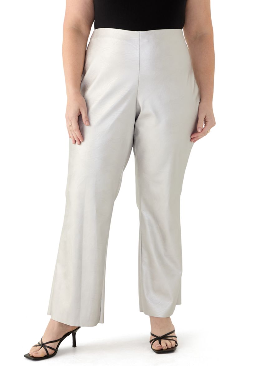 Plus Size Coated Pull On Pants