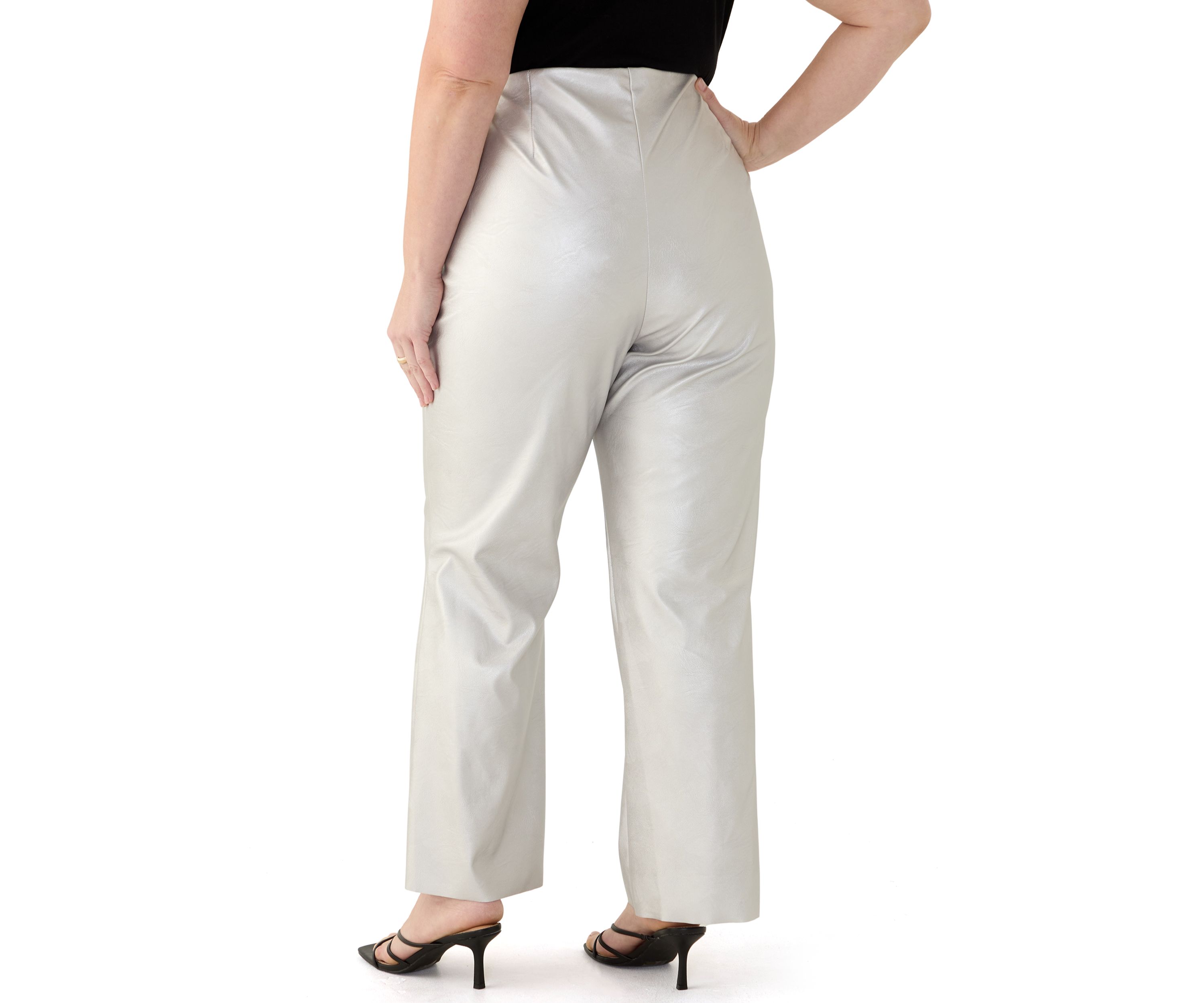 Plus Size Coated Pull On Pants