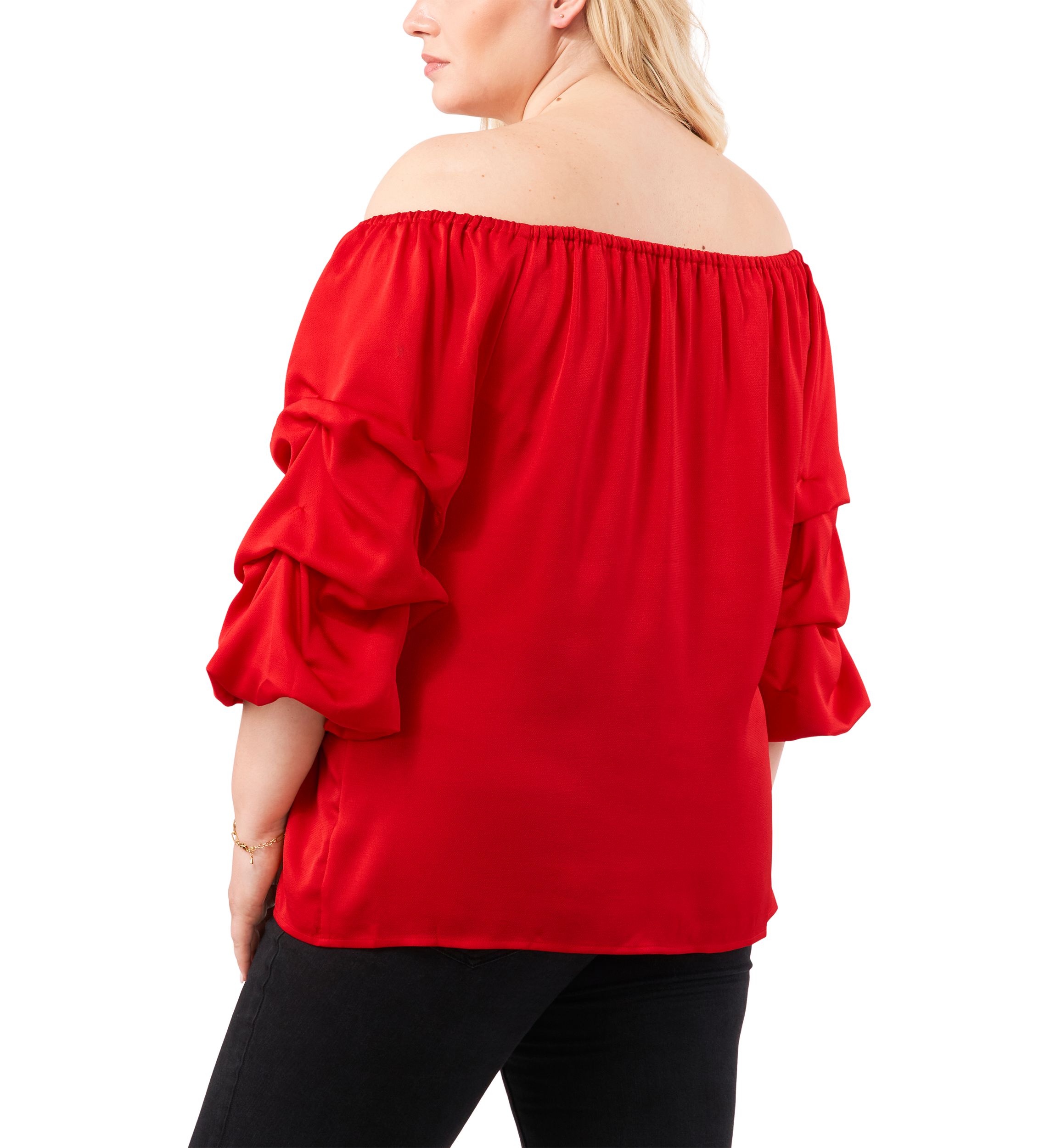 Plus Size Off the Shoulder Satin Blouse