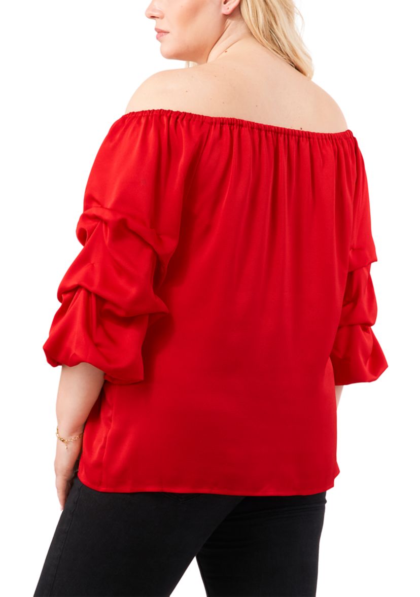 Plus Size Off the Shoulder Satin Blouse