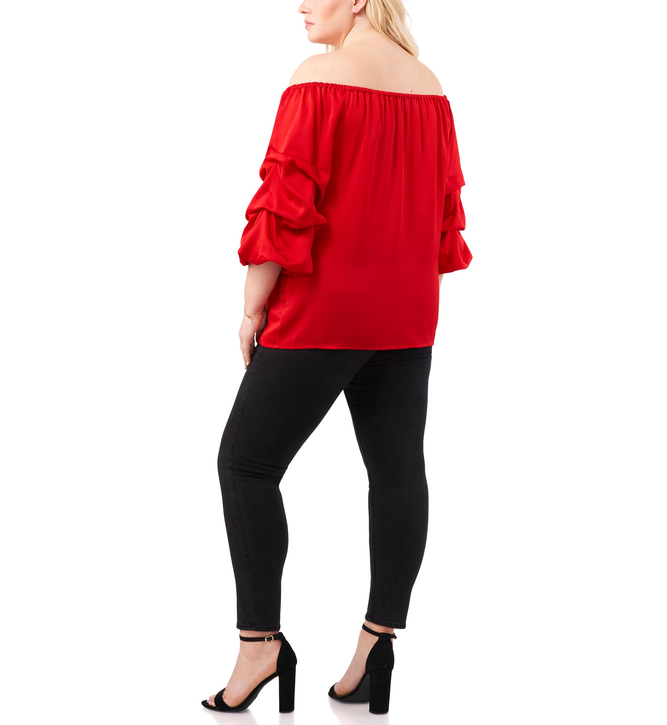 Plus Size Off the Shoulder Satin Blouse