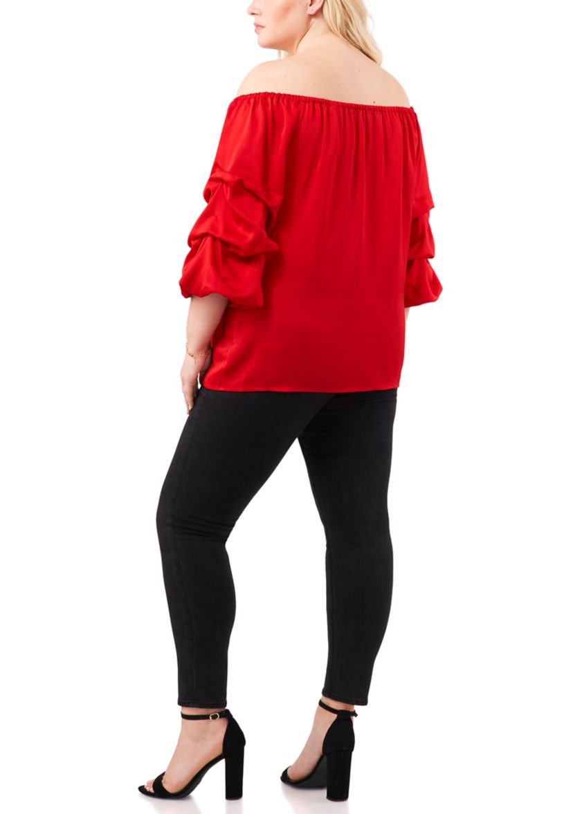 Plus Size Off the Shoulder Satin Blouse