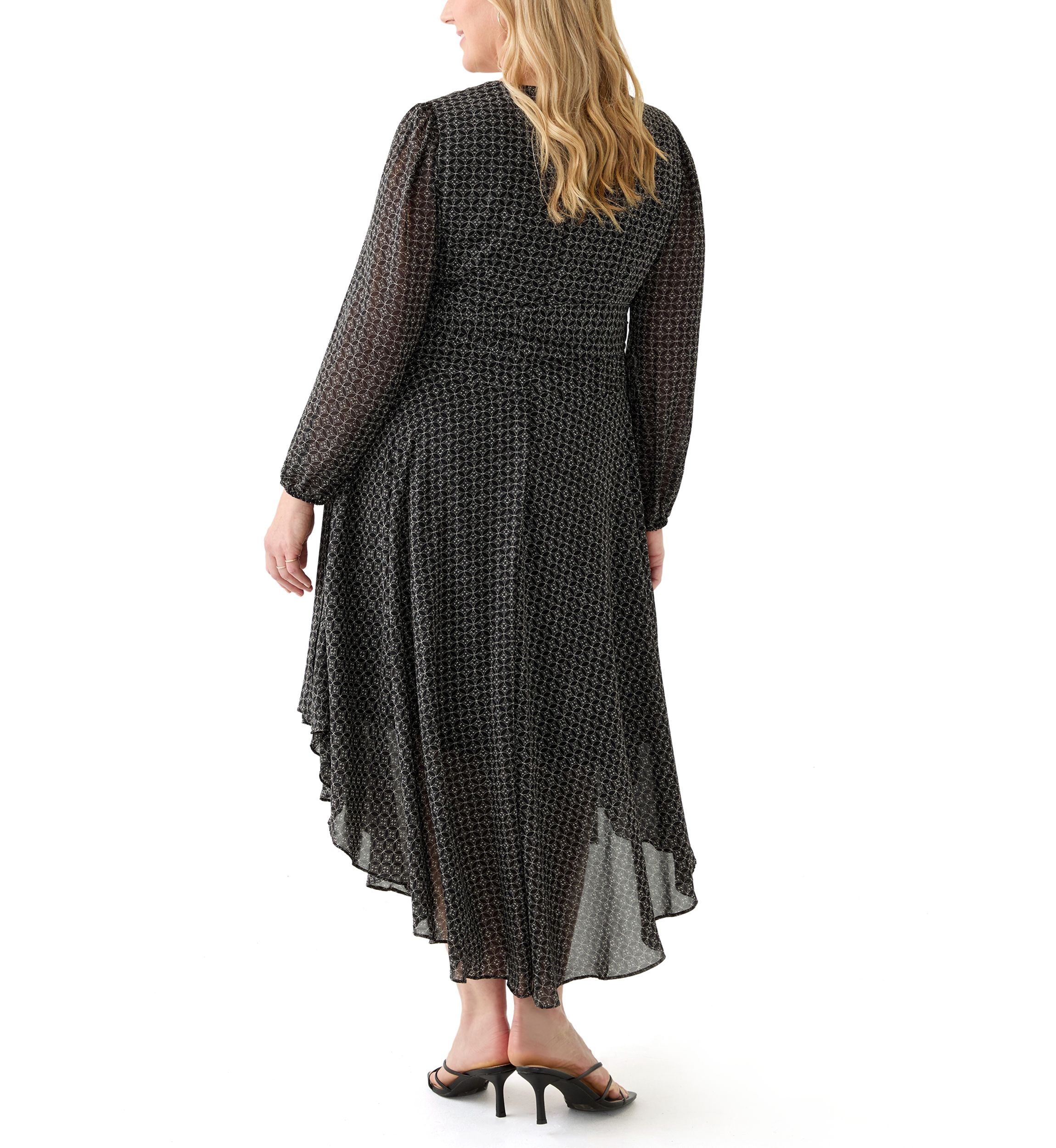 Plus Size V-Neck Wrap Waist Dress