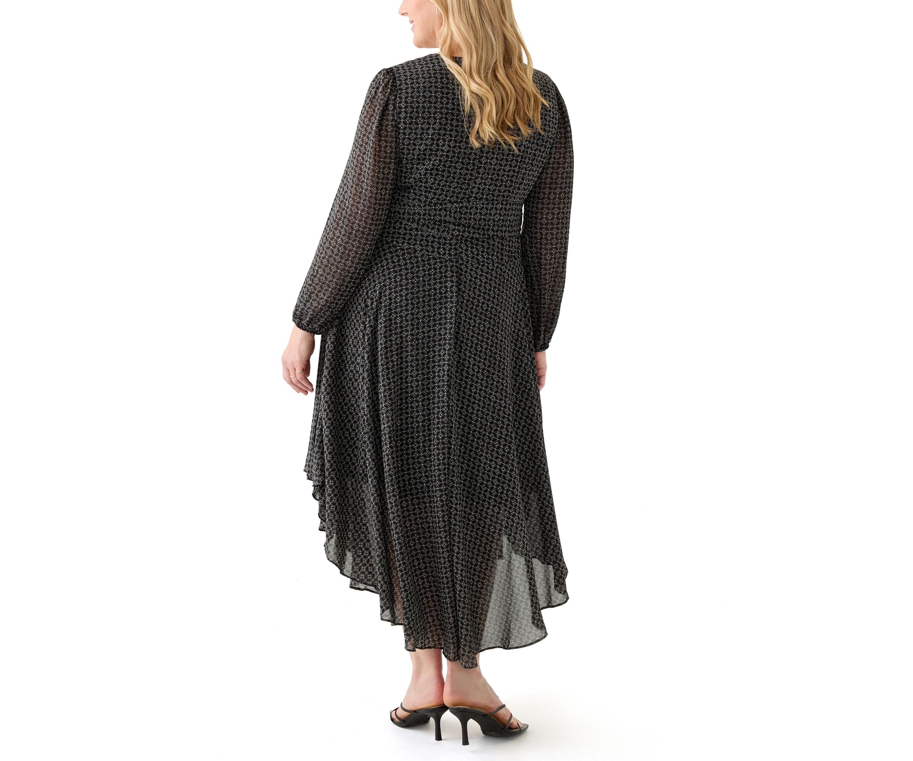 Plus Size V-Neck Wrap Waist Dress