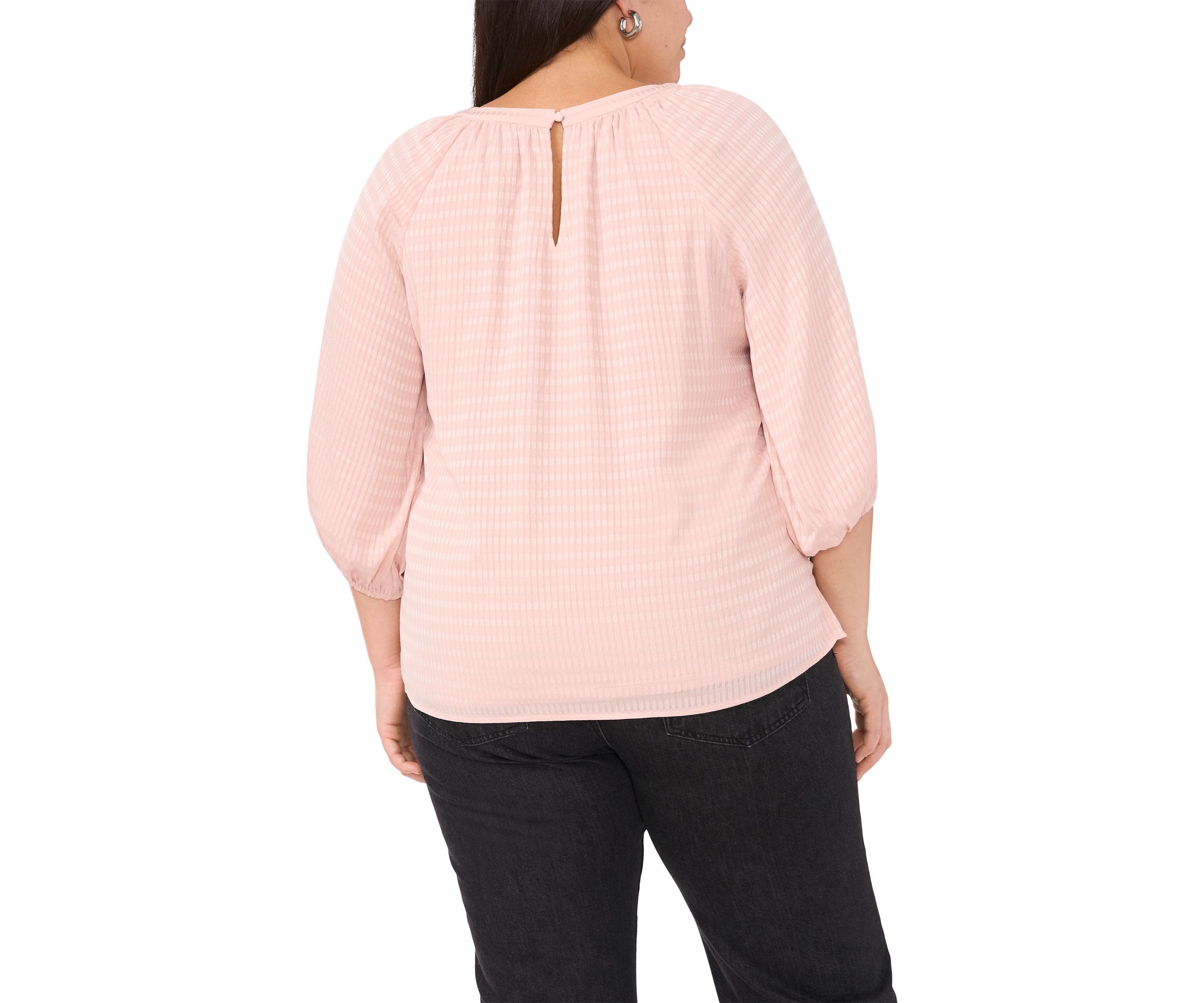 Plus Size 3/4 Sleeve Keyhole Blouse