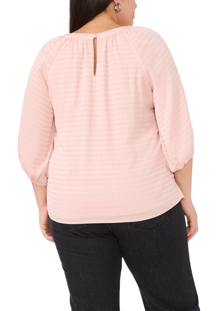 Plus Size 3/4 Sleeve Keyhole Blouse
