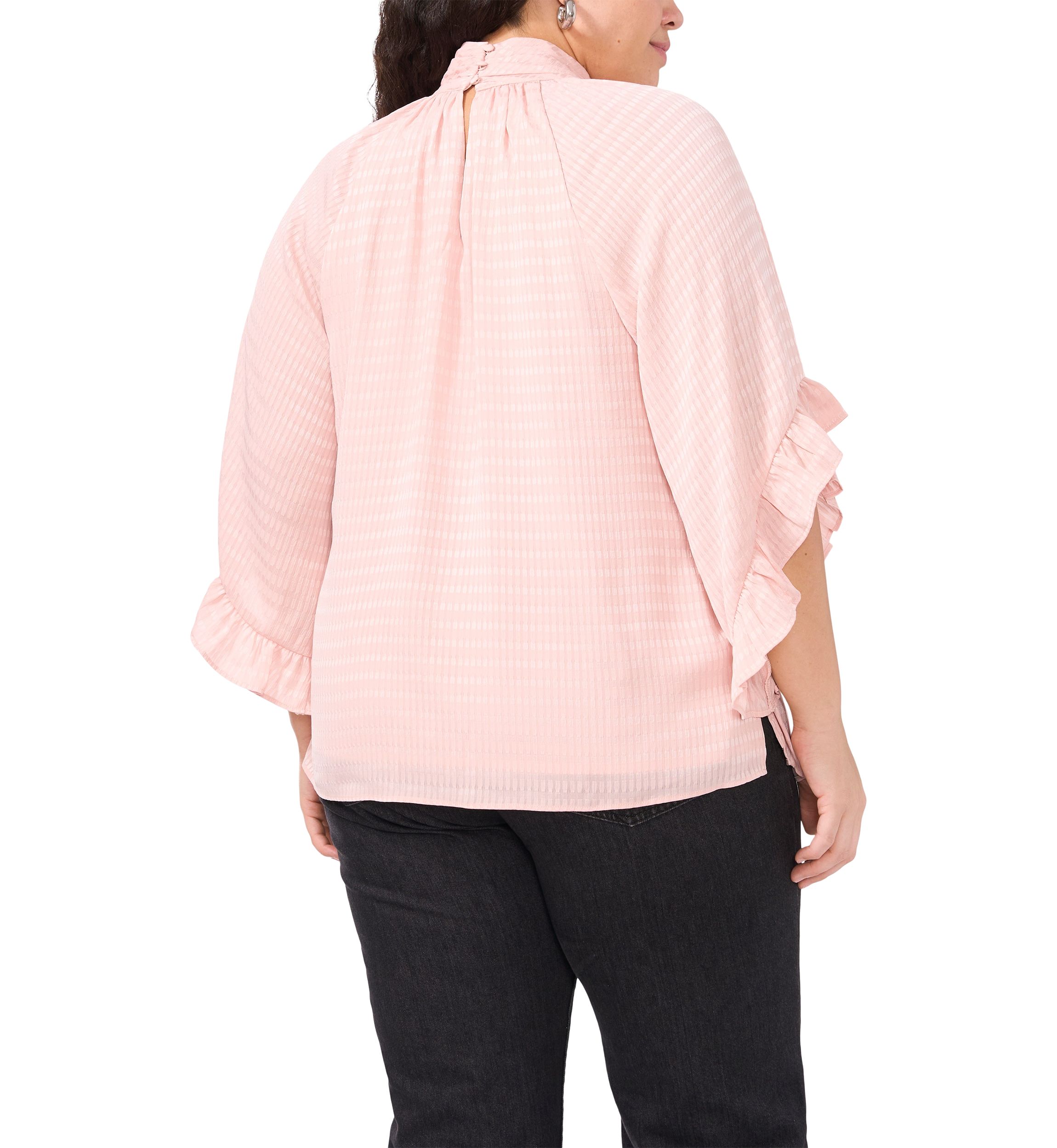 Plus Size 3/4 Sleeve Keyhole Blouse