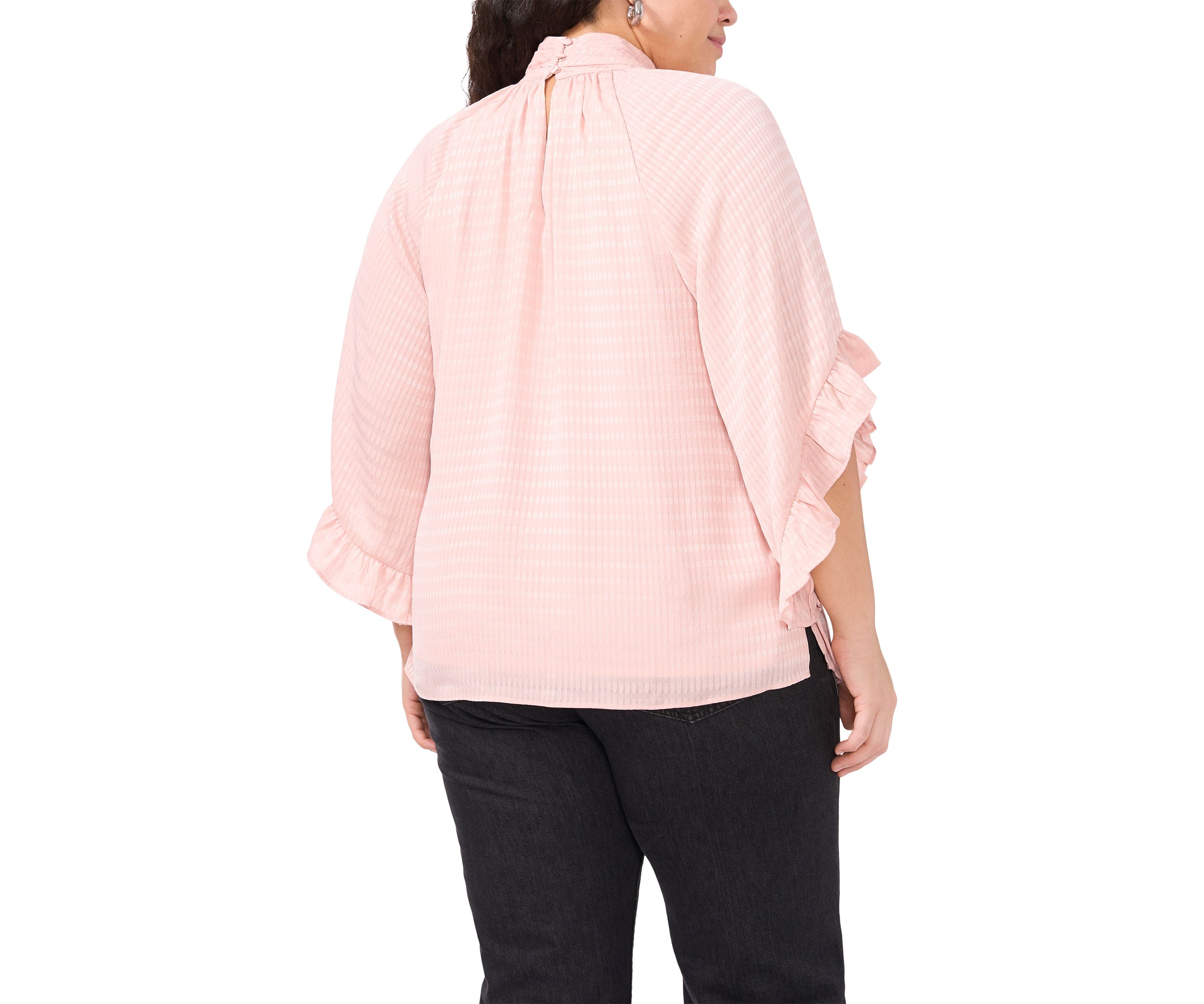Plus Size 3/4 Sleeve Keyhole Blouse