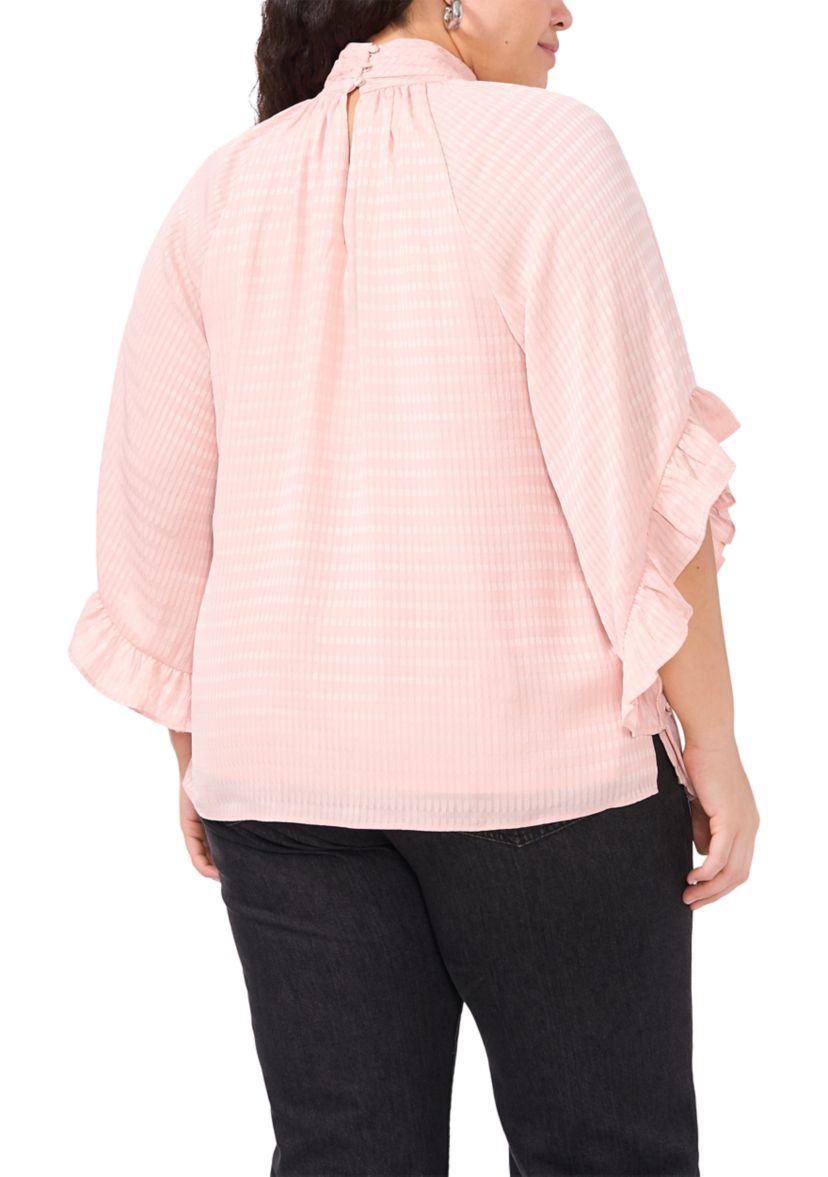 Plus Size 3/4 Sleeve Keyhole Blouse