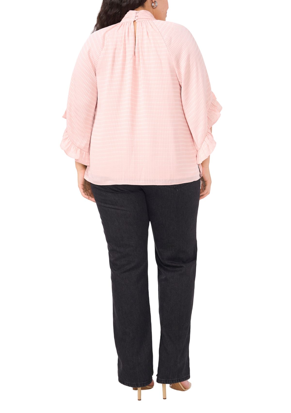 Plus Size 3/4 Sleeve Keyhole Blouse