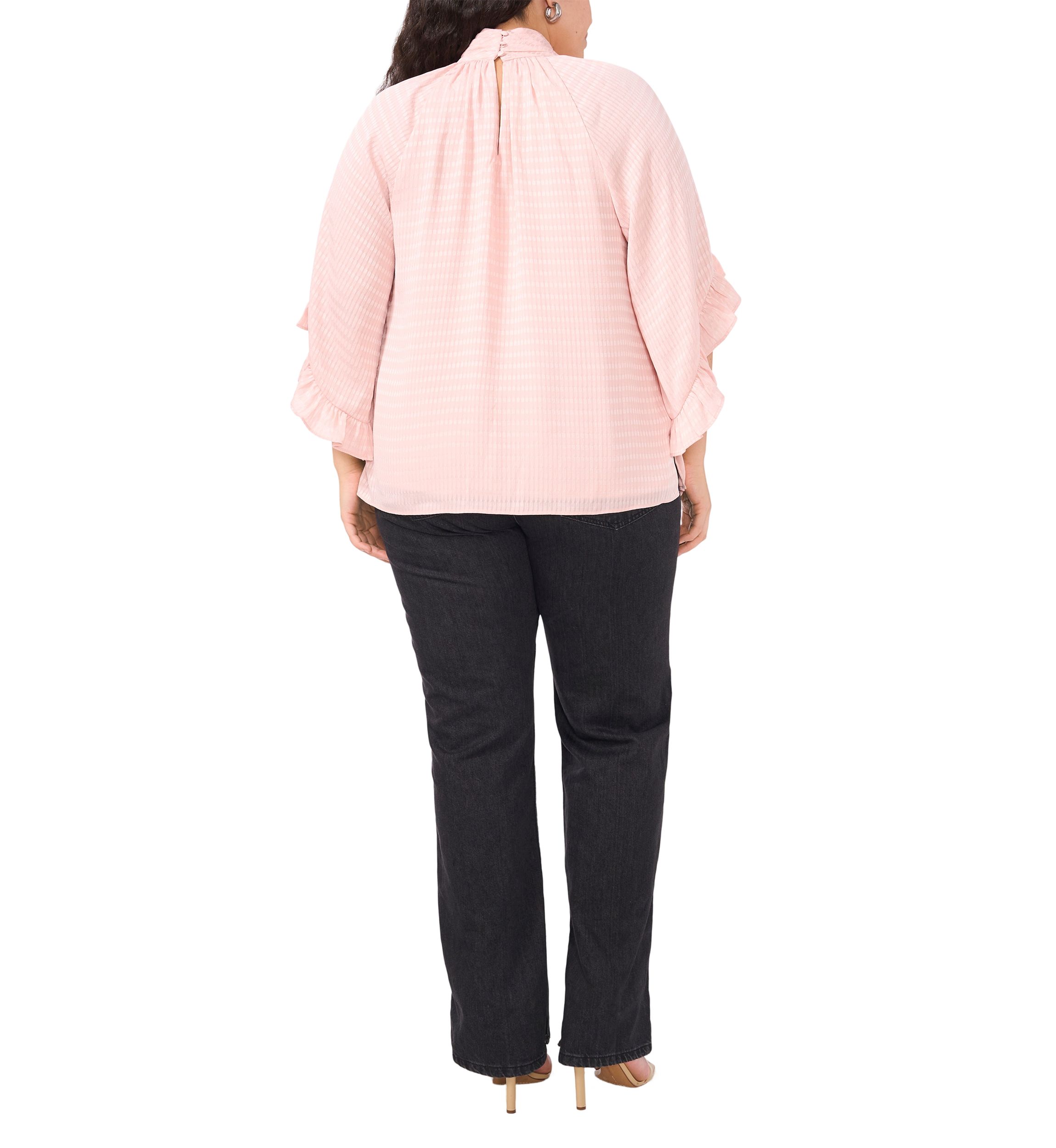 Plus Size 3/4 Sleeve Keyhole Blouse