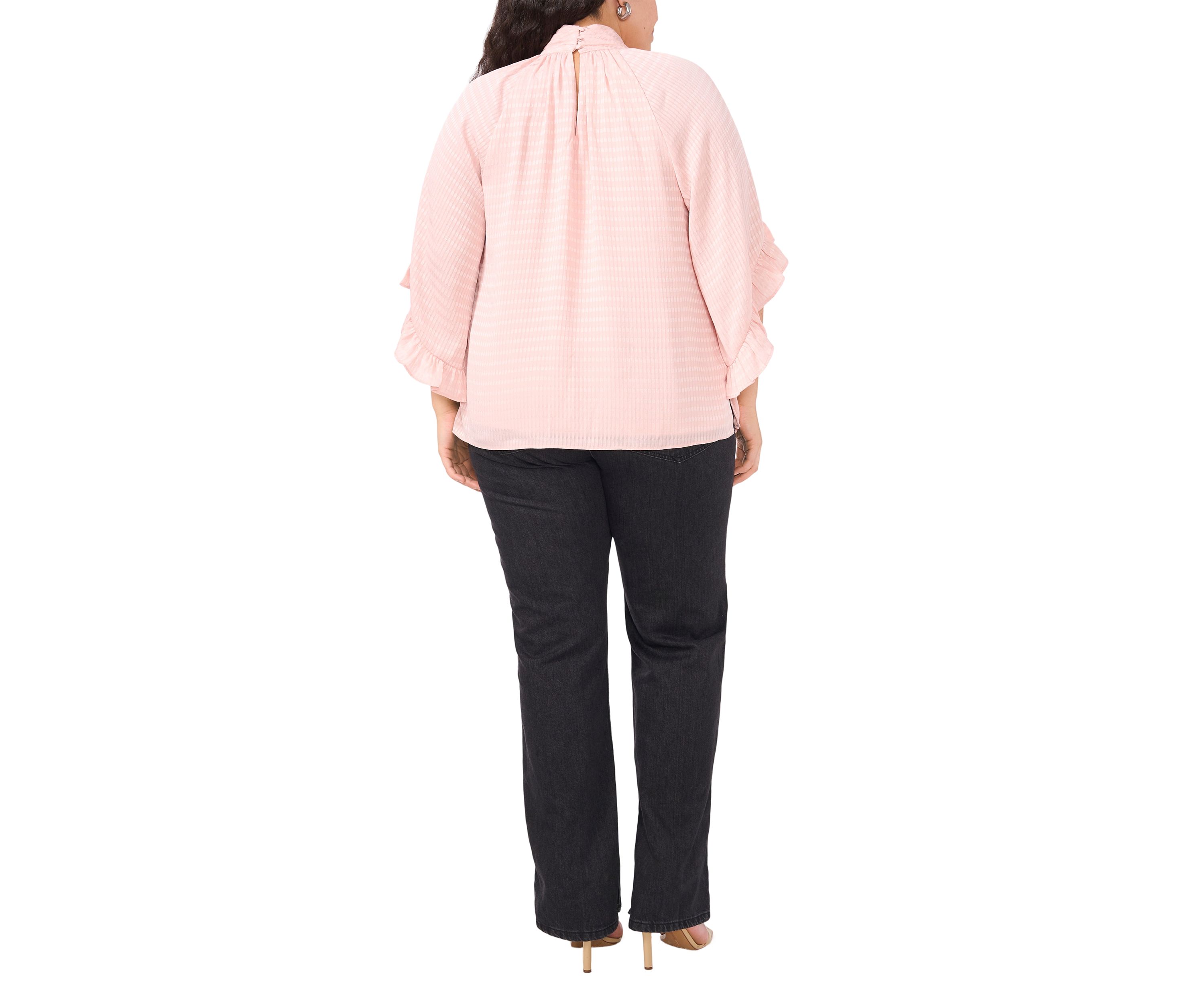 Plus Size 3/4 Sleeve Keyhole Blouse
