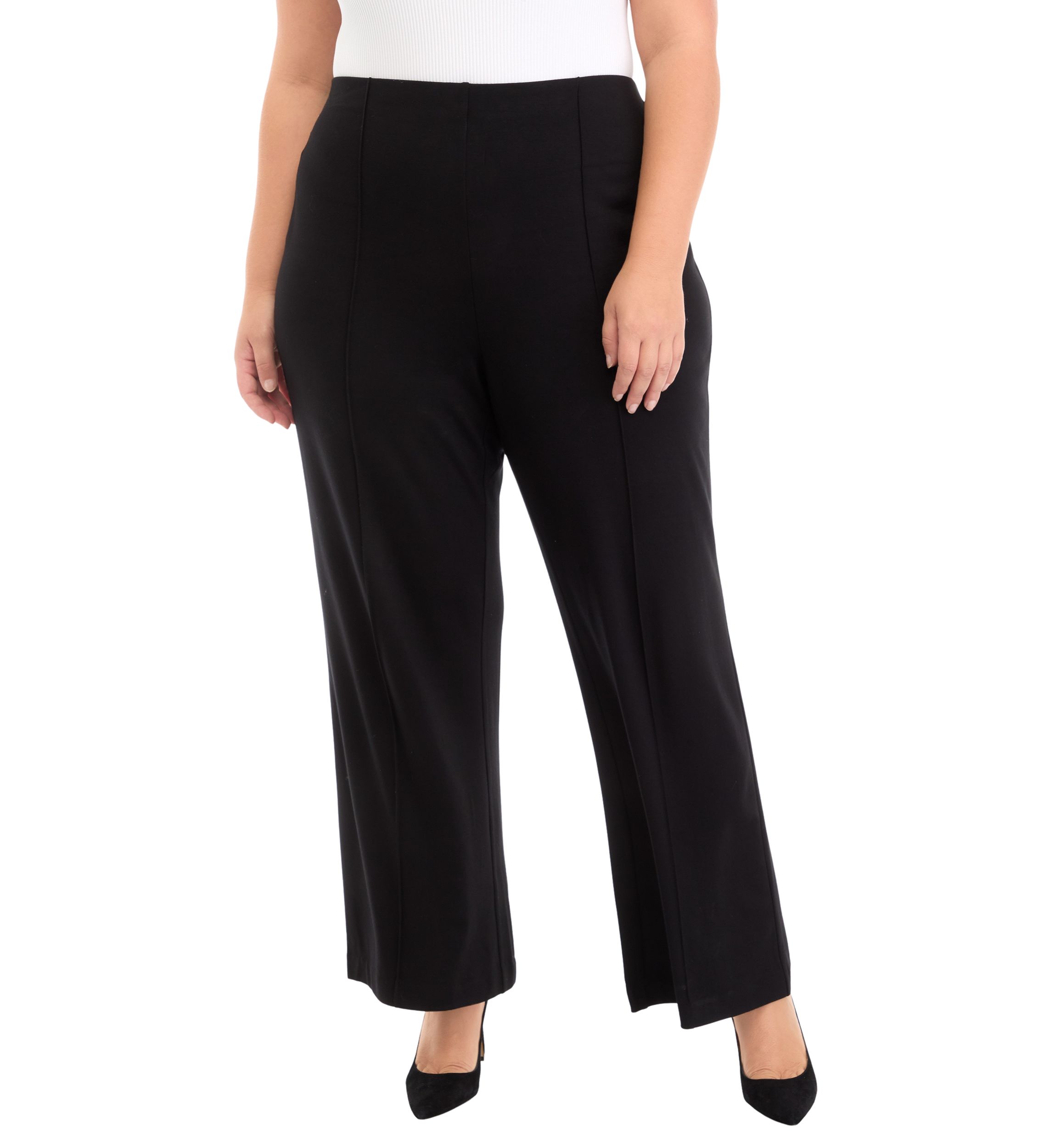 Plus Size Wide Leg Ponte Trousers