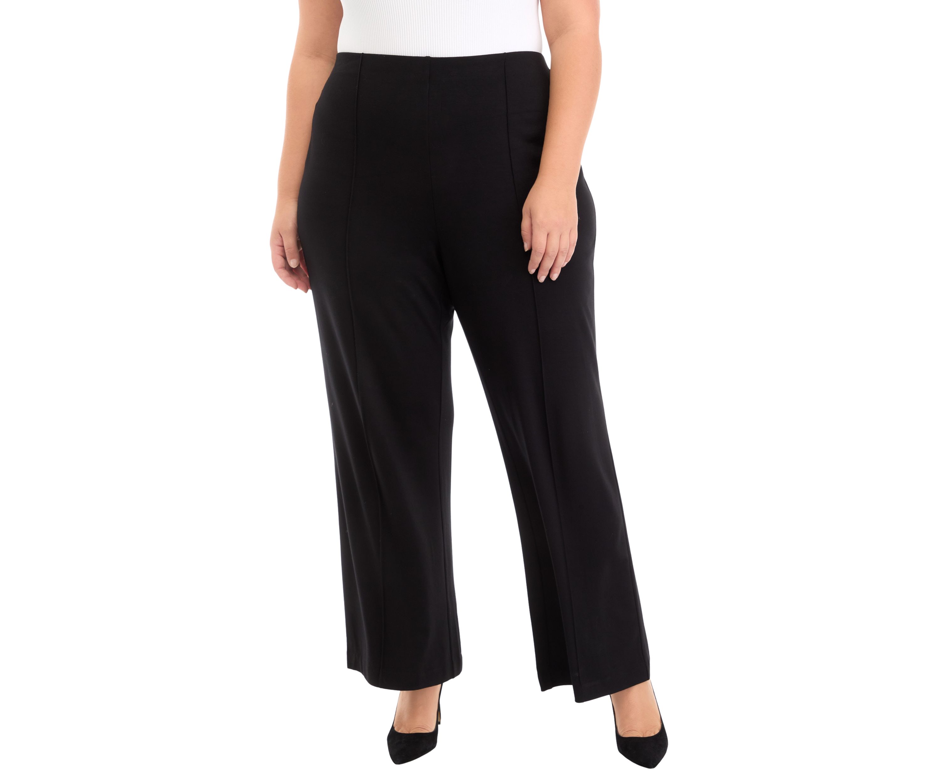 Plus Size Wide Leg Ponte Trousers