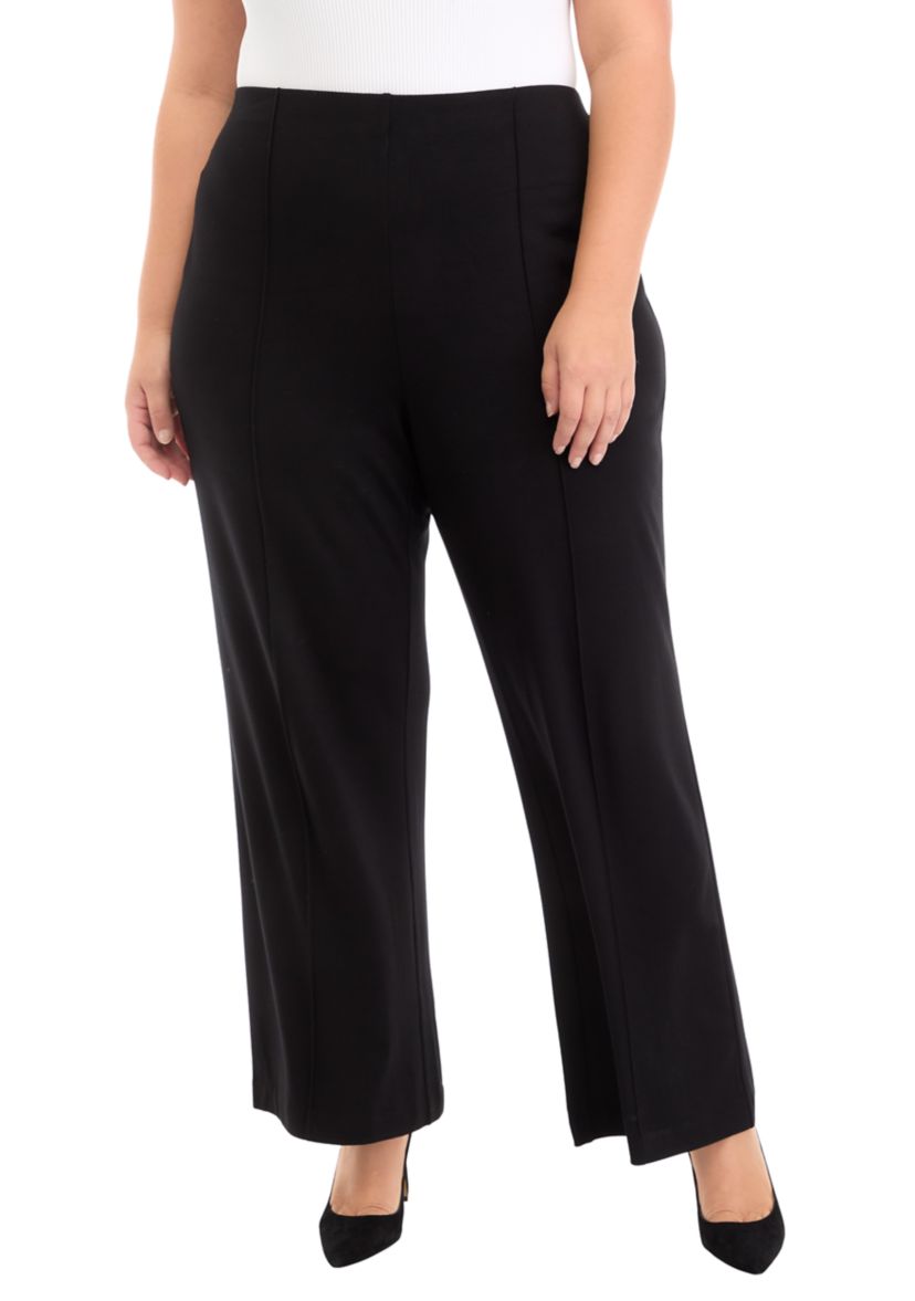 Plus Size Wide Leg Ponte Trousers