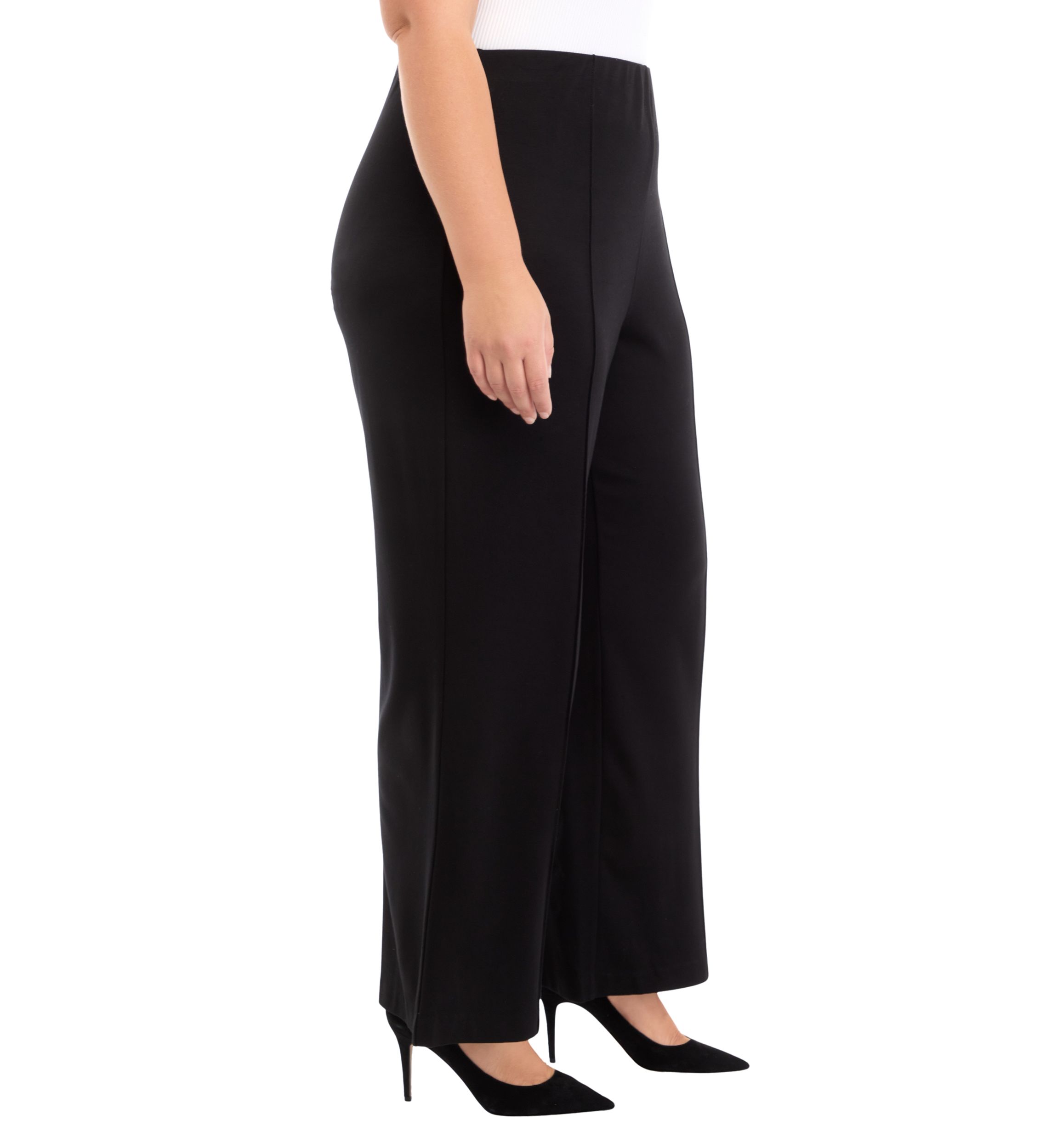 Plus Size Wide Leg Ponte Trousers