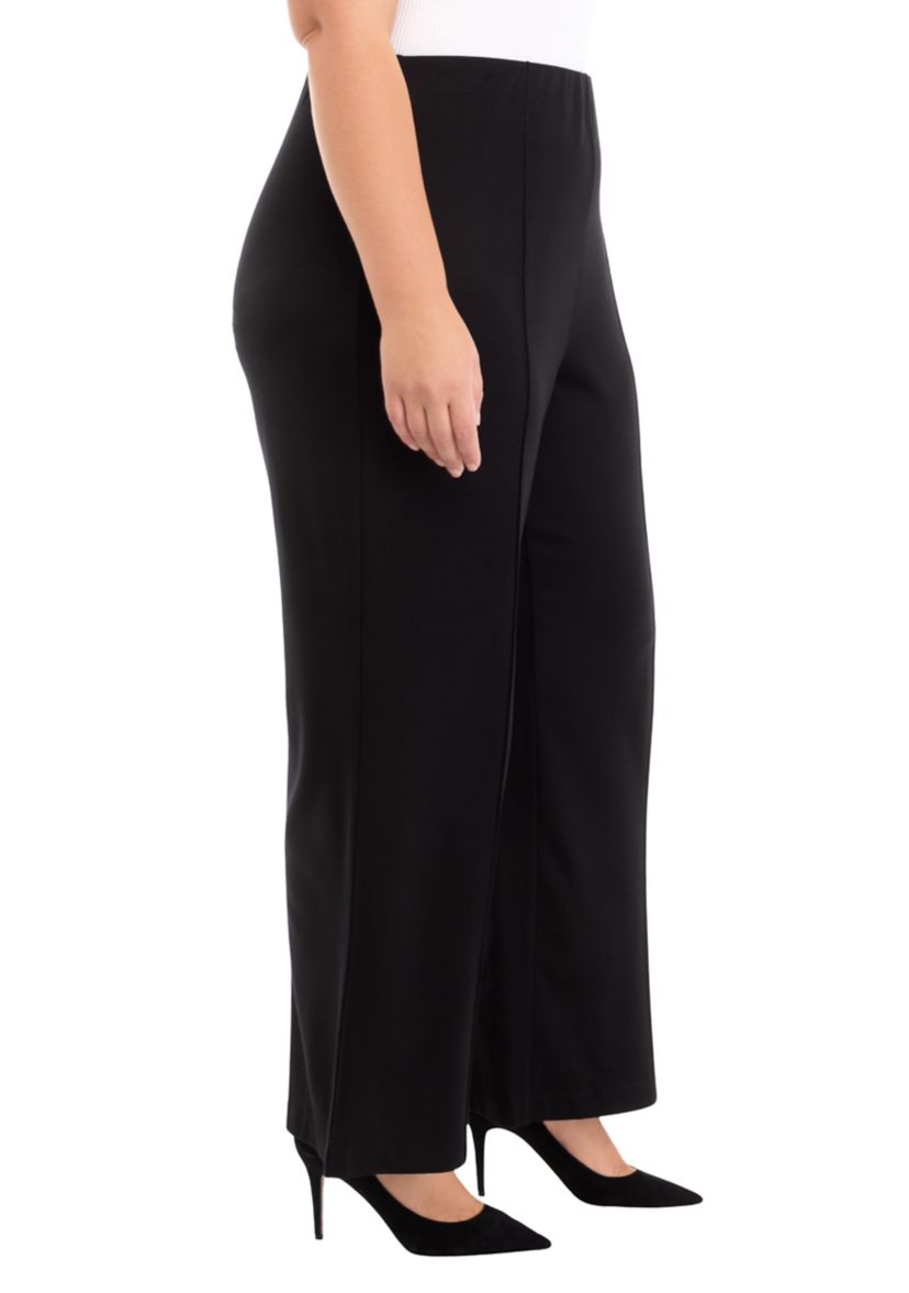Plus Size Wide Leg Ponte Trousers