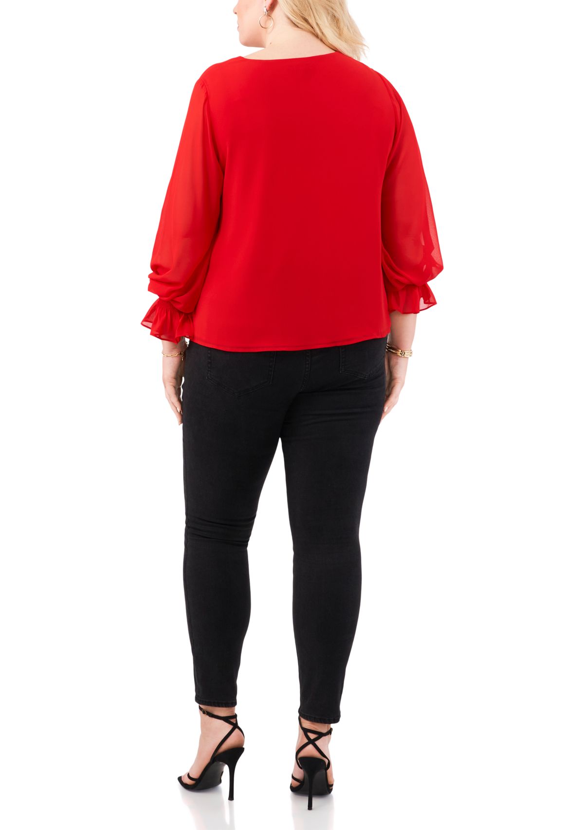 Plus Size Shirred V-Neck Blouse