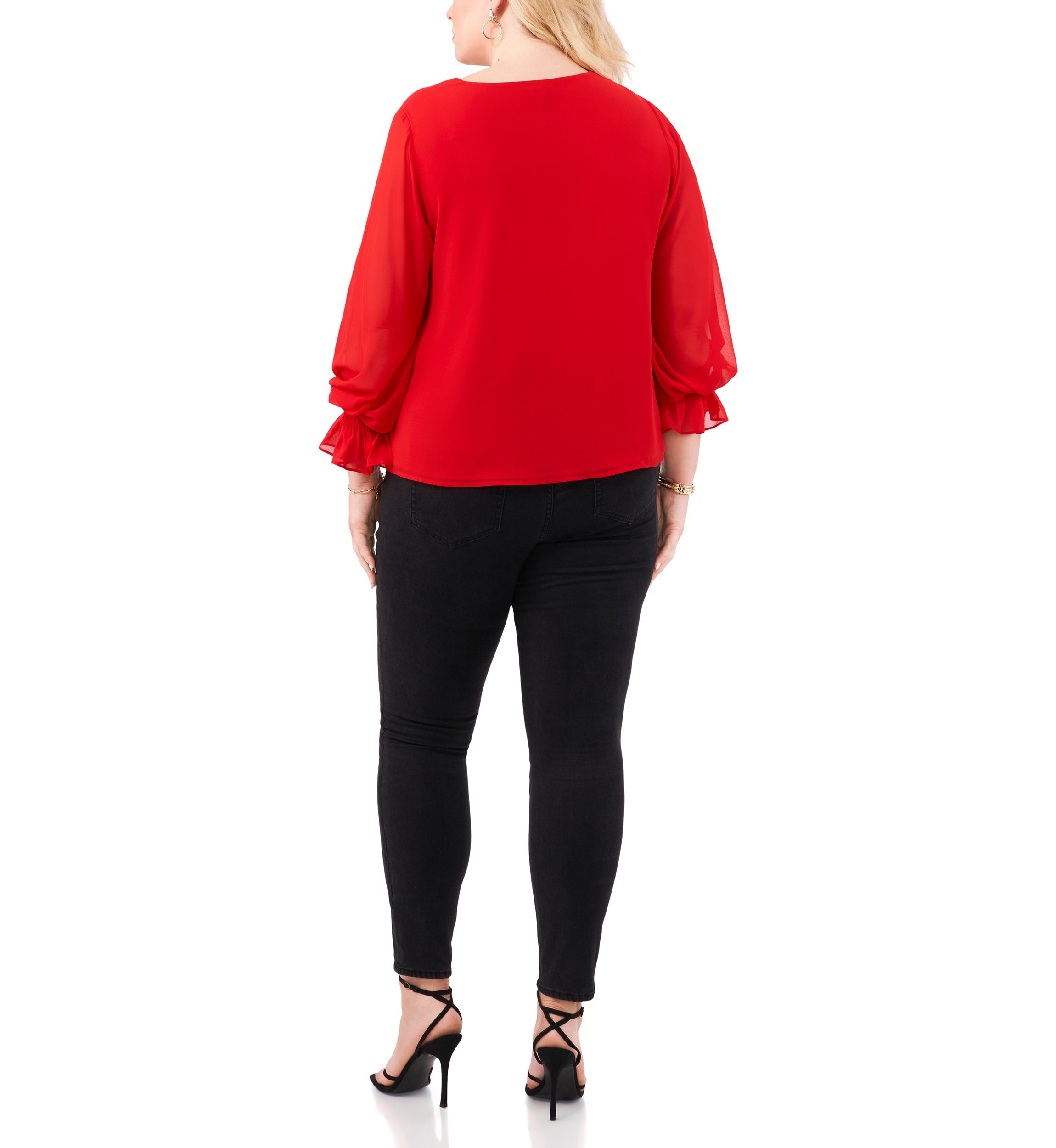 Plus Size Shirred V-Neck Blouse