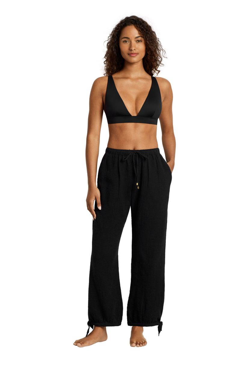 Double Gauze Ankle Tie Pant Cover Up