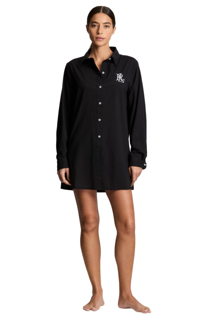 Logo Embroidered Shirt Cover Up