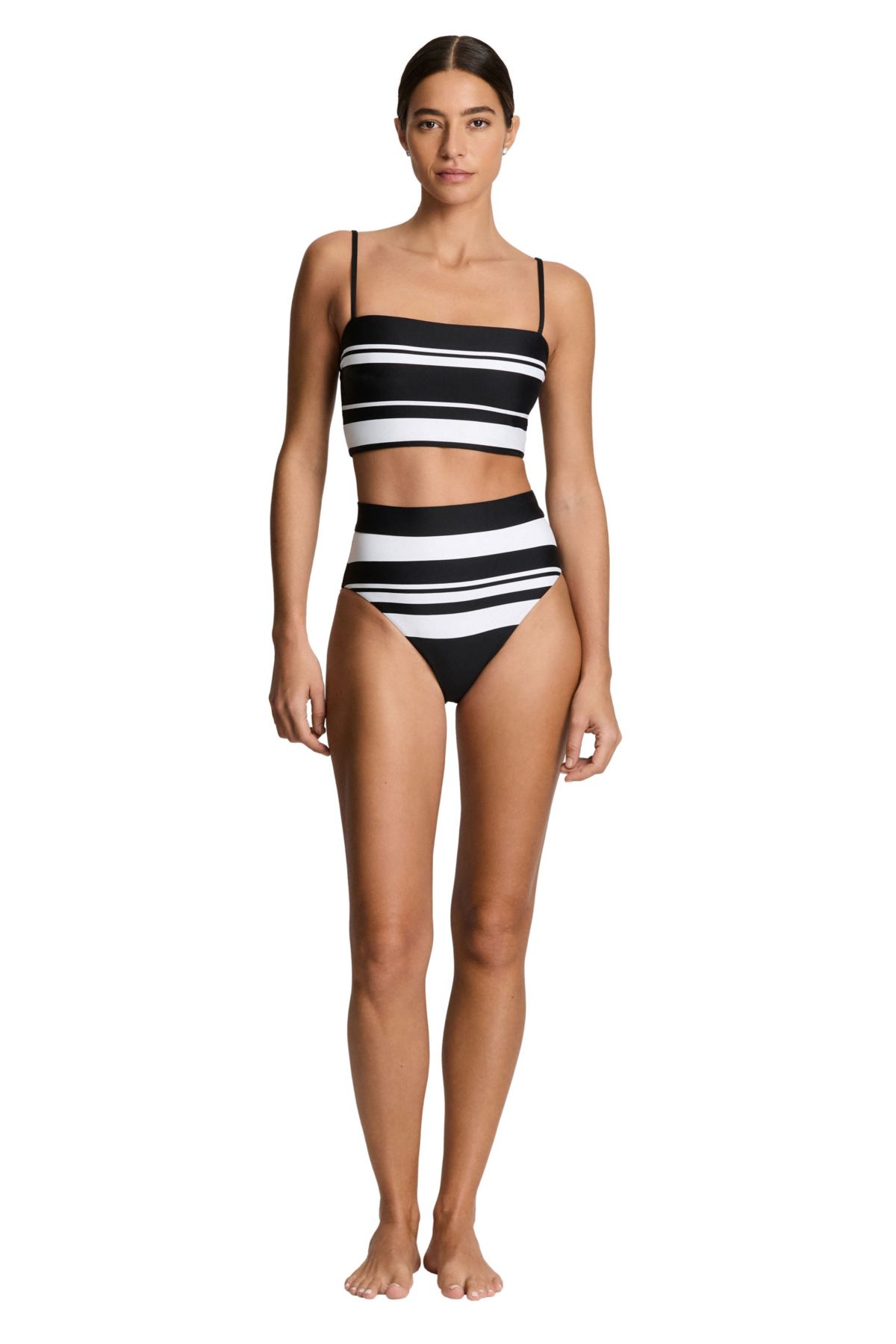 Variegated Stripe Banded High Waist Pant