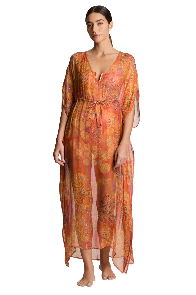 Medalion Shimmer Midi Caftan Cover Up