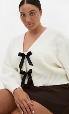 City Chic Women's Belle Bow Knit Cardigan