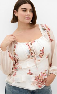 City Chic Women's Shayla Floral Print Frill Top