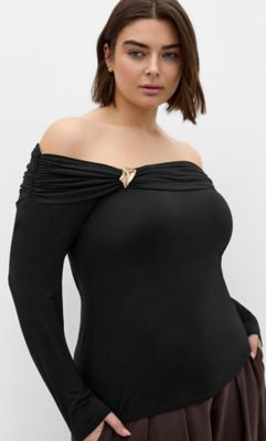 City Chic Women's Buckle Off Shoulder Long Sleeve Top