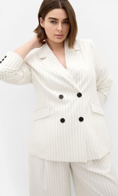 City Chic Women's Pinstripe Double Breasted Blazer, Ivory, 22 W