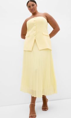 City Chic Women's Chiffon Pleat Midi Skirt, 12