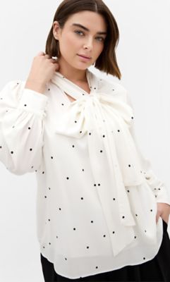 City Chic Women's Kensie Spot Neck Tie Top