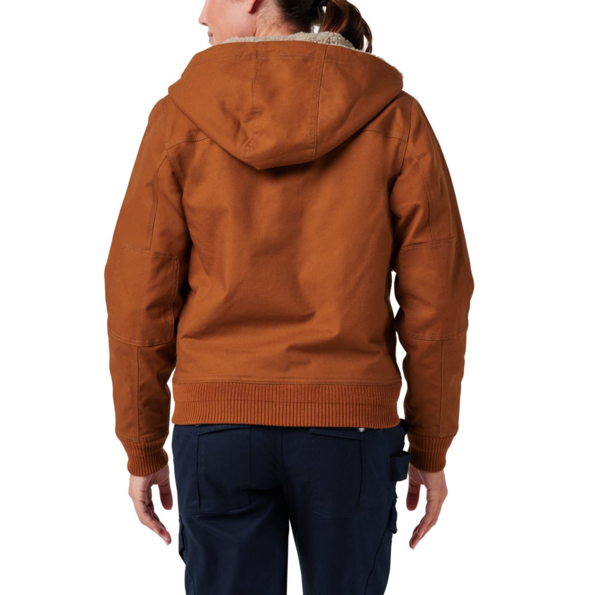 Womens Lucky Brand Workwear Hooded Canvas Chore Jacket with Sherpa Lining