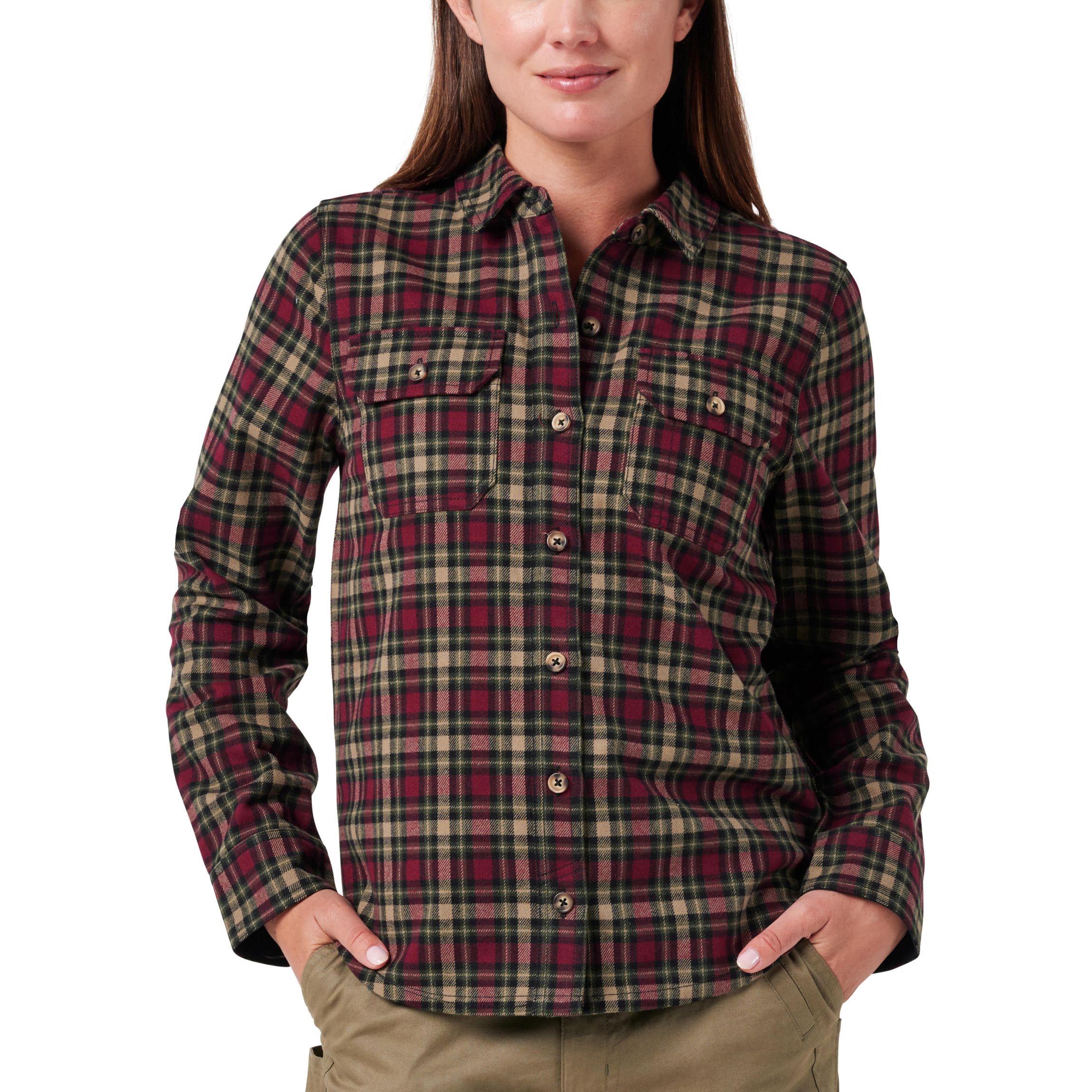 Womens Lucky Brand Workwear Long Sleeve Hunter Yarn Dyed Plaid Flannel Workshirt