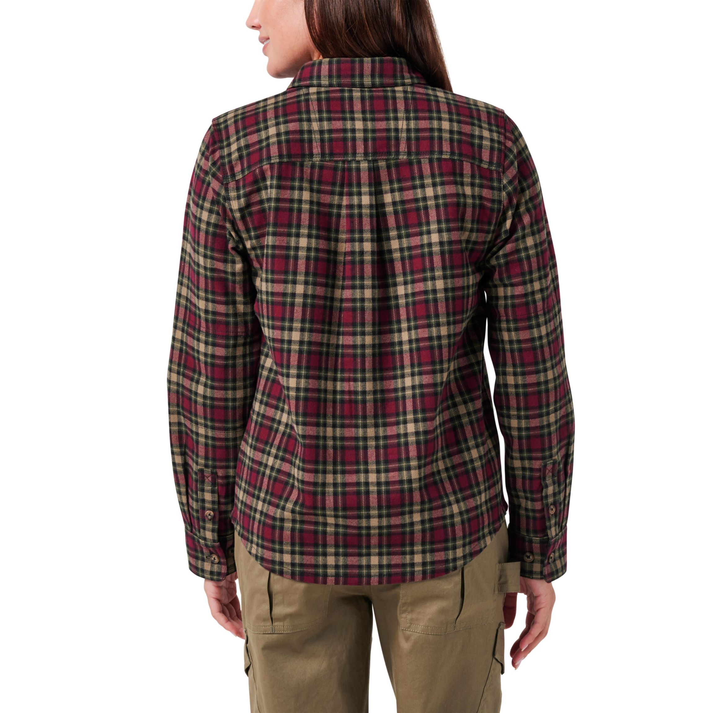 Womens Lucky Brand Workwear Long Sleeve Hunter Yarn Dyed Plaid Flannel Workshirt