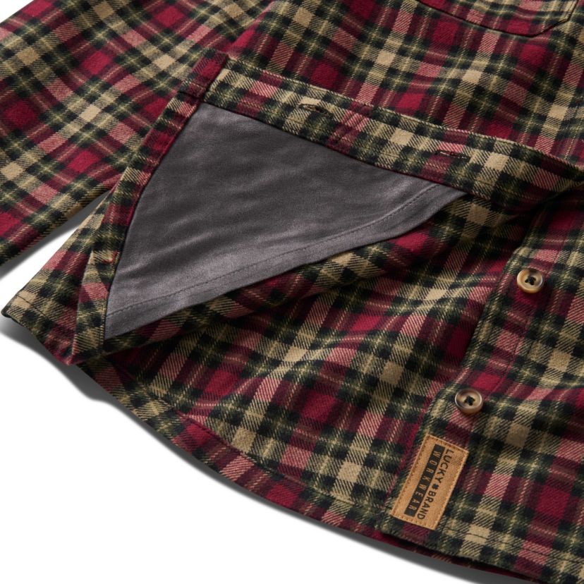 Womens Lucky Brand Workwear Long Sleeve Hunter Yarn Dyed Plaid Flannel Workshirt
