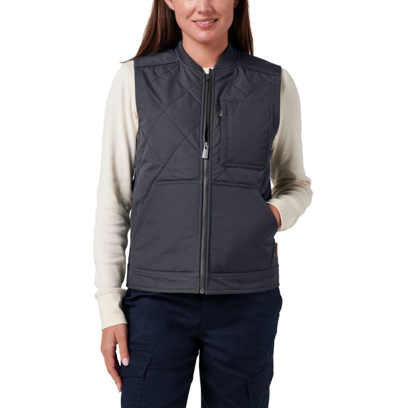 Womens Lucky Brand Workwear Tactical Canvas Quilted Vest with Plaid Flannel Lining