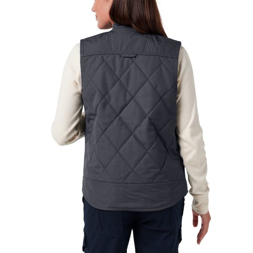 Womens Lucky Brand Workwear Tactical Canvas Quilted Vest with Plaid Flannel Lining