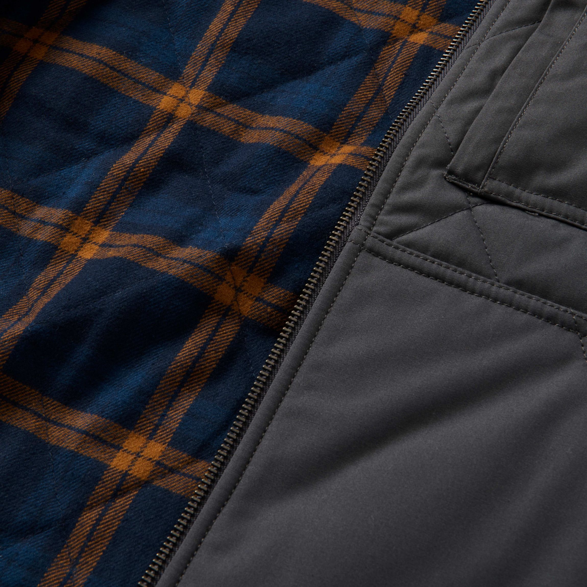 Womens Lucky Brand Workwear Tactical Canvas Quilted Vest with Plaid Flannel Lining