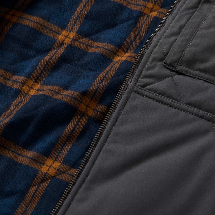 Womens Lucky Brand Workwear Tactical Canvas Quilted Vest with Plaid Flannel Lining
