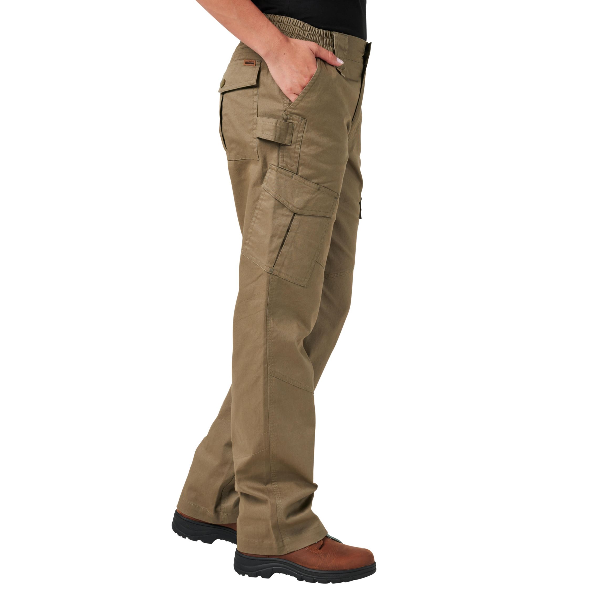 Womens Lucky Brand Workwear Twill Cargo Work Pant with Side Elastic Waist