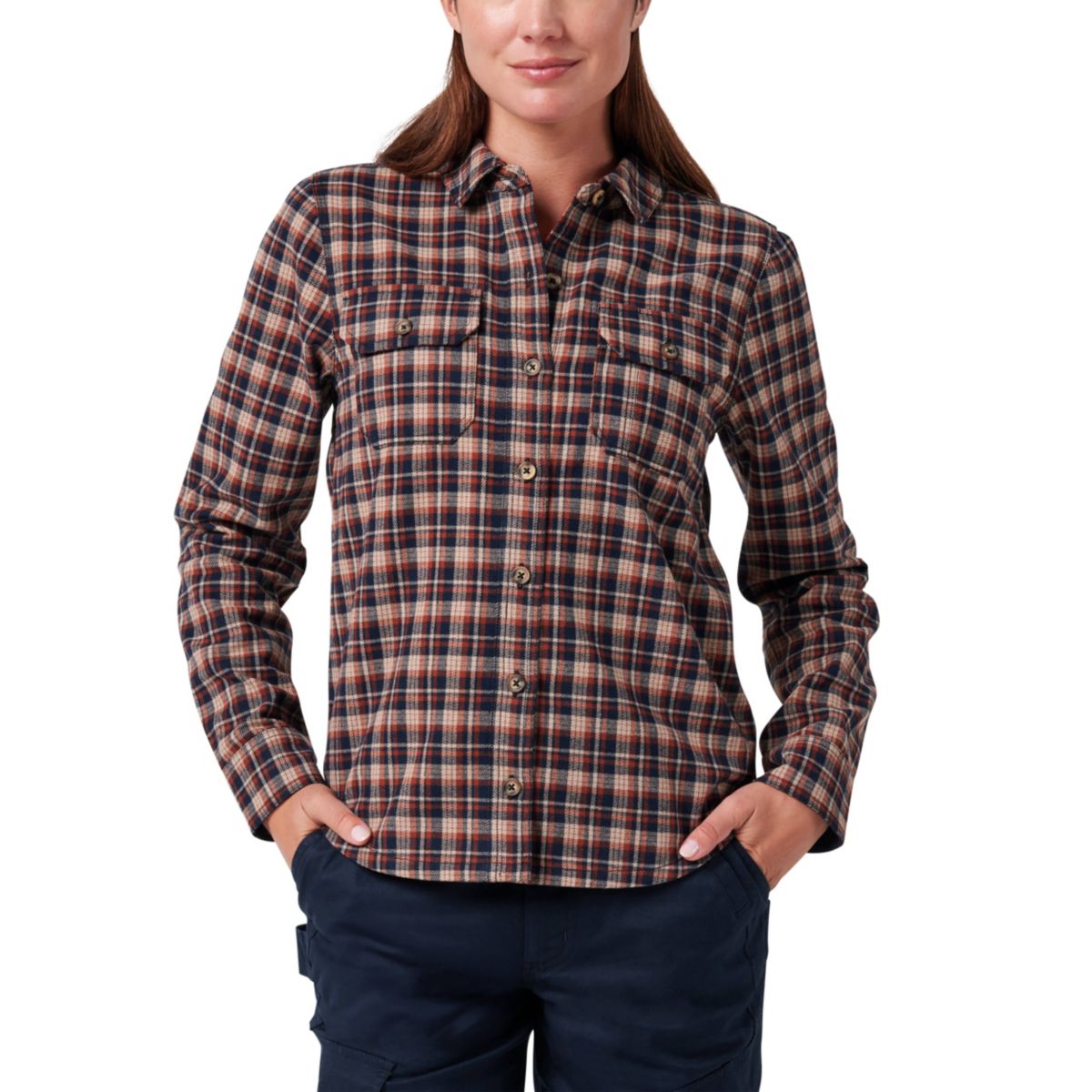Womens Lucky Brand Workwear Long Sleeve Graceland Yarn Dyed Plaid Flannel Workshirt